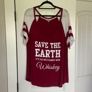 Lovesick size 2 burgundy graphic tee